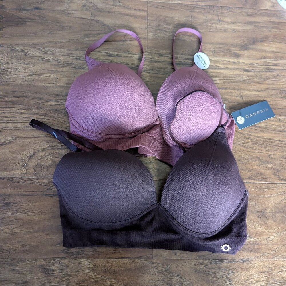 Pack of 2 Danskin 34C Bras - rose gold hardware - wire free bralette
